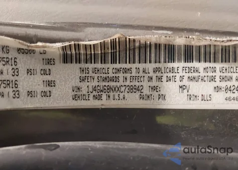 1999 Jeep Grand Cherokee Limited z USA, uszkodzony, nr VIN 1J4GW68NXXC738942